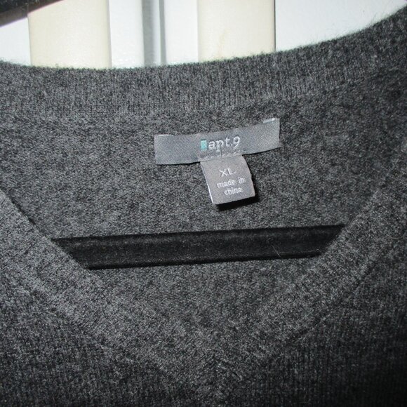Mens 100% Cashmere Argyle Sweater Gray Green XL Apt 9 - Picture 2 of 2